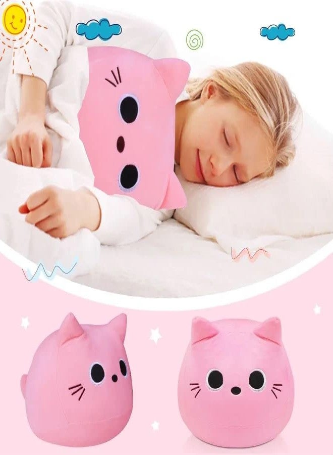 TechMax Solution وسادة على شكل قطة وردية من TechMax Solution، وسادة ثلاثية الأبعاد على شكل قطة وردية محشوة، دمية قطة صغيرة ناعمة من القطيفة - Image 2